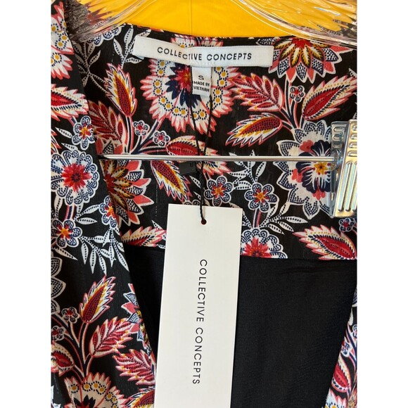Collective Concepts Floral Dress Long Sleeve Womens S Black Knee-Length NWT - Picture 3 of 6